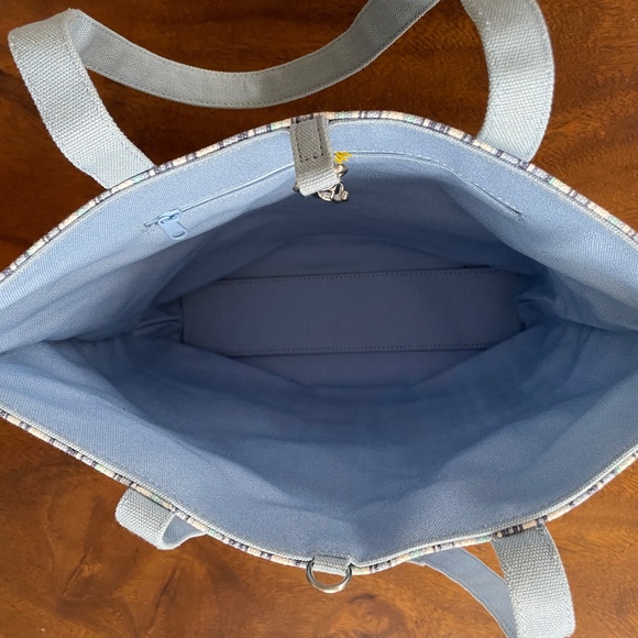 EDDIE BAUER Blue Striped Canvas Women Tote/Hand/Shoulder Bag - NWOT - Picture 4 of 6